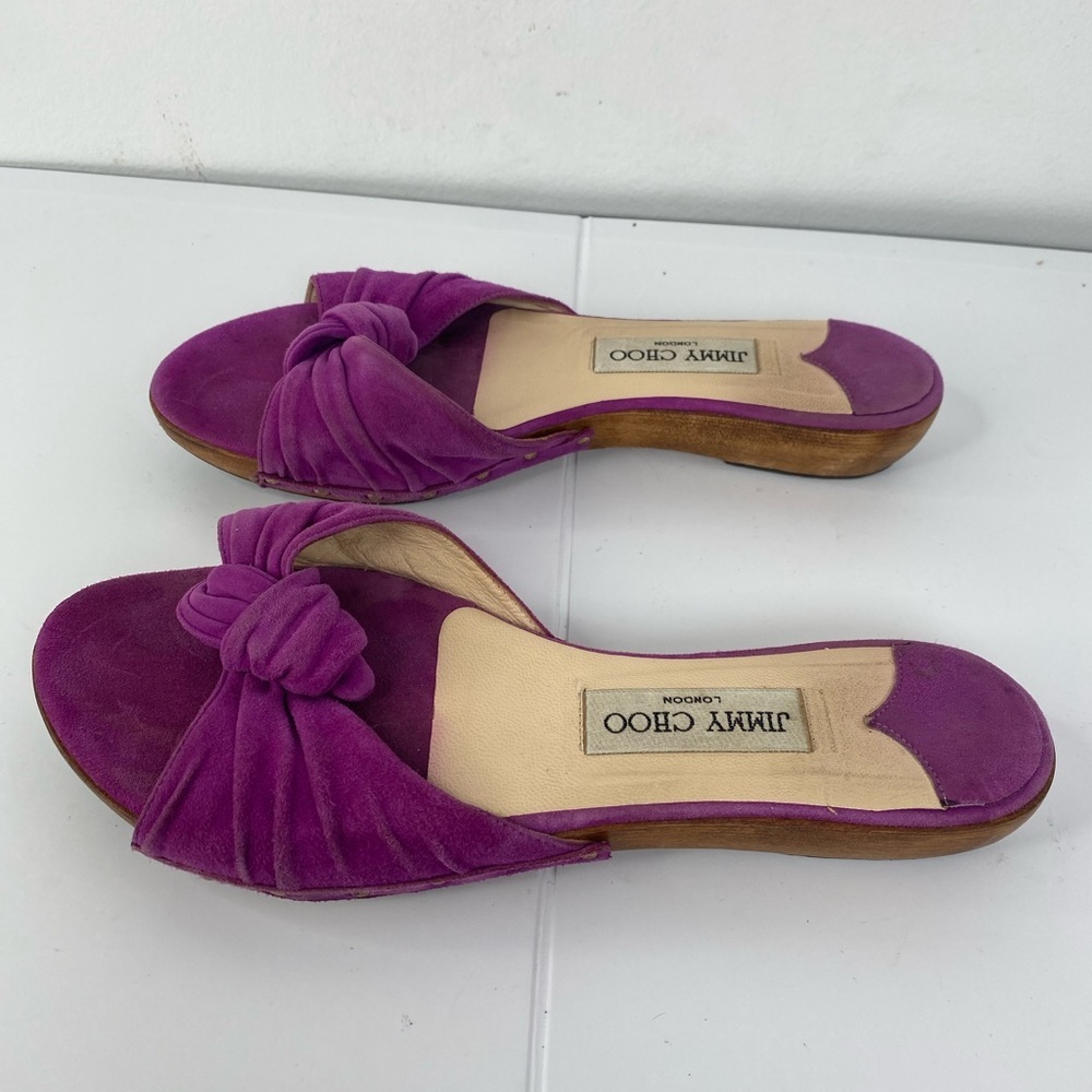 Jimmy Choo Ness Violet Suede Purple Knot Sandals - Picture 3 of 6